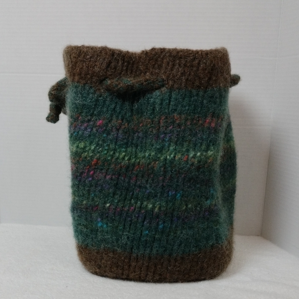 Specially Fashioned By Shelby Hawthorne Green and Brown Wool Shoulder Bag - Picture 3 of 6
